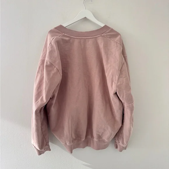 SKIMS Boyfriend Fleece Oversized V-Neck Pullover in Light Fawn L - Picture 6 of 8